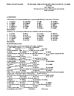 Đề thi chọn học sinh giỏi cấp huyện môn Tiếng Anh Lớp 9 - Năm học 2014-2015 - Phòng GD & ĐT Hạ Hòa (Có đáp án)