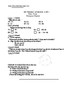 Đề thi chọn học sinh giỏi môn Toán Lớp 1 - Trường Tiểu học Thanh Văn