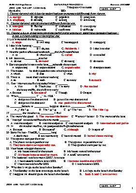 Đề thi học kỳ 2 môn Tiếng Anh Lớp 12 (Chương trình chuẩn) (Có đáp án)