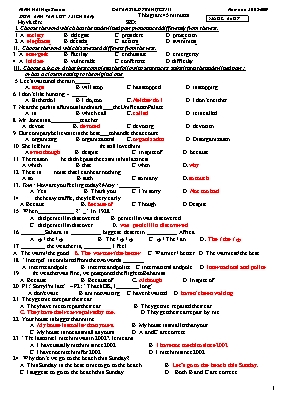 Đề thi học kỳ II môn Tiếng Anh Lớp 12 (Chương trình chuẩn) (Có đáp án)