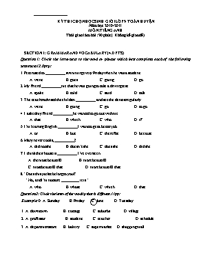 Đề thi học sinh giỏi cấp huyện môn Tiếng Anh 