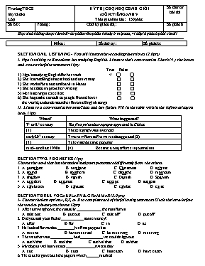 Đề thi học sinh giỏi môn Tiếng Anh 9 (Có đáp 