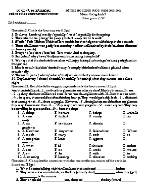 Đề thi học sinh giỏi môn Tiếng Anh Lớp 9 - Nă