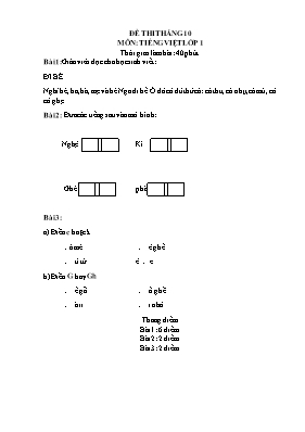 Đề thi Tháng 10 môn Tiếng Việt Lớp 1