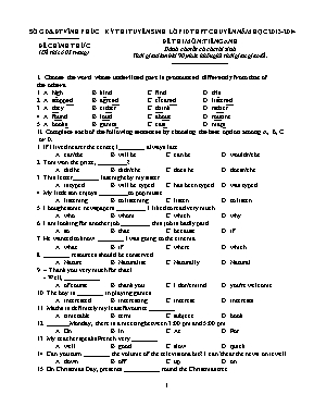 Đề thi tuyển sinh vào Lớp 10 THPT chuyên môn Tiếng Anh - Năm học 2013-2014 - Sở GD & ĐT Vĩnh Phúc (Có đáp án)