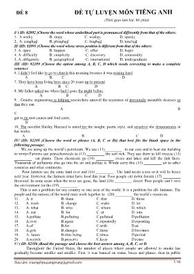 Đề tự luyện môn Tiếng Anh - Đề 8 (Có đáp án)