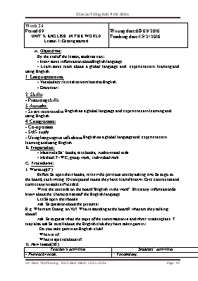 Giáo án Tiếng Anh 9 (Thí điểm) - Unit 9 - Năm học 2015-2016 - Đinh Thị Phương