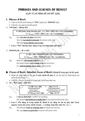 Phrases and clauses of result (Cụm từ và mệnh đề chỉ kết quả)