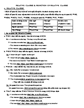 Relative clauses & Reduction of relative clauses