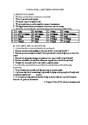 Sách bài tập Tiếng Anh 10 (Thí điểm) - Tập 1 - Unit 4 (P31, 32)