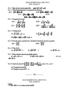 10 Đề kiểm tra Chương I môn Đại số 9
