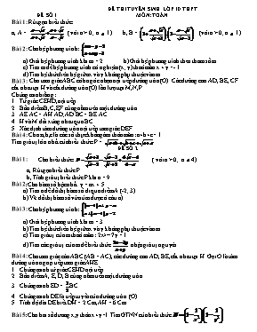 11 Đề thi tuyển sinh vào Lớp 10 THPT môn Toán