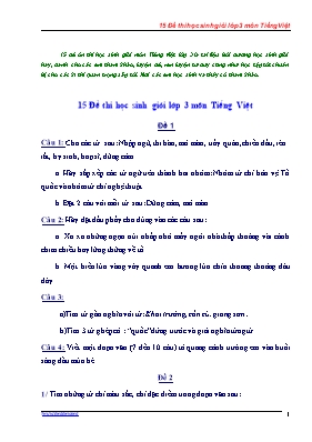 15 Đề ôn thi học sinh giỏi môn Tiếng Việt Lớp 3