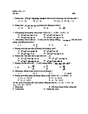 2 Đề kiểm tra 15 phút Chương III môn Hình học