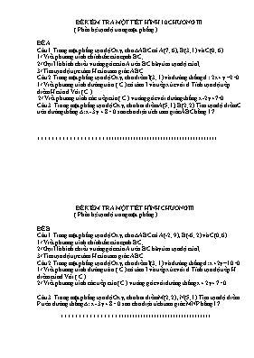 2 Đề kiểm tra Chương III môn Hình học Lớp 10