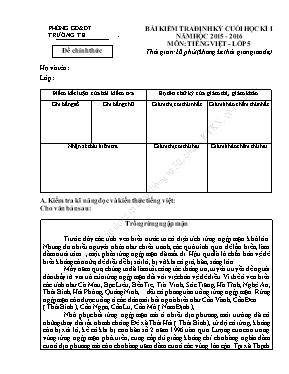 2 Đề kiểm tra định kỳ cuối học kỳ I môn Tiếng Việt Lớp 5 - Năm học 2015-2016 (Có đáp án)