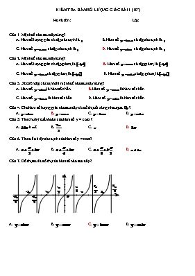 2 Đề kiểm tra hàm số lượng giác Lớp 11
