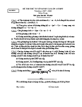 2 Đề thi thử tuyển sinh Lớp 10 THPT môn Toán - Năm học 2017-2018