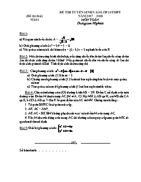 2 Đề thi thử tuyển sinh vào Lớp 10 THPT môn Toán - Năm học 2017-2018