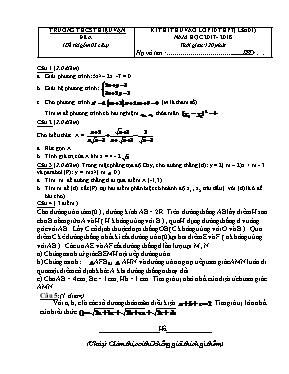 2 Đề thi thử vào Lớp 10 THPT môn Toán lần 1 - Năm học 2017-2018 - Trường THCS Thiệu Vận