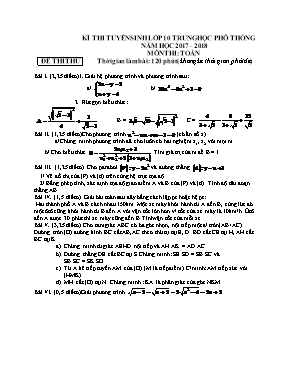 2 Đề thi thử vào Lớp 10 THPT môn Toán - Năm học 2017-2018