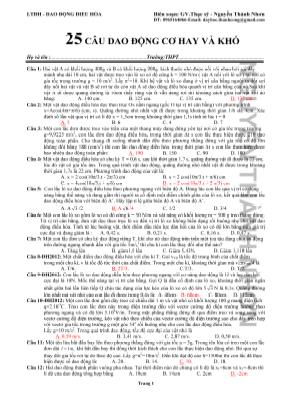 25 Câu dao động cơ hay và khó - Nguyễn Thành Nhơn