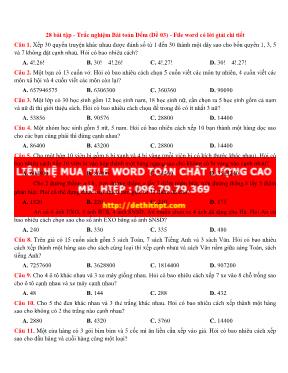 28 Bài tập trắc nghiệm Bài toán Đếm