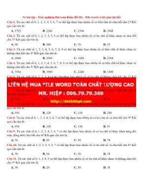 31 Bài tập trắc nghiệm bài toán đếm