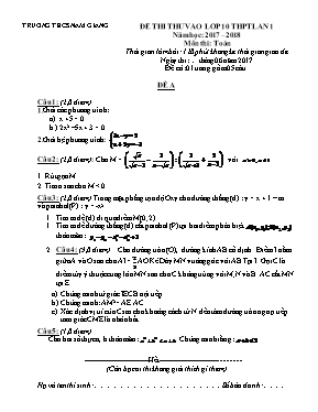 4 Đề thi thử vào Lớp 10 THPT môn Toán lần 1 - Năm học 2017-2018 - Trường THCS Nam Giang