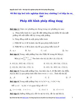 40 Bài tập trắc nghiệm Chương I môn Hình 