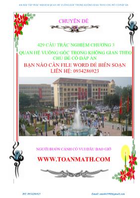 429 Câu trắc nghiệm Chuyên đề quan hệ vuông g