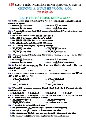 429 Câu trắc nghiệm Hình không gian Lớp 11