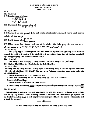 5 Đề thi thử tuyển sinh Lớp 10 THPT môn Toán