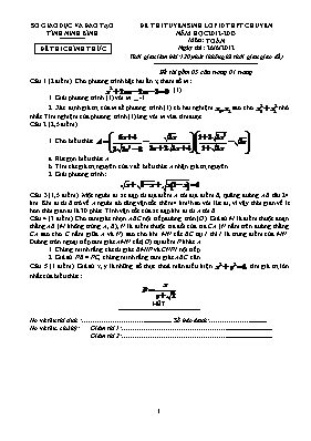 5 Đề thi tuyển sinh vào Lớp 10 THPT chuyên môn Toán