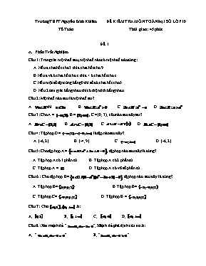 6 Đề kiểm tra môn Toán đại số Lớp 10 - Trường THPT Nguyễn Bỉnh Khiêm