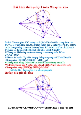 Bài hình thi học kỳ 1 môn Toán 9 hay và khó