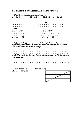 Bài khảo sát chất lượng giữa kỳ I môn Toán Lớ