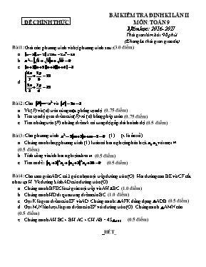 Bài kiểm tra định kì lần II môn Toán Lớp 9 - 
