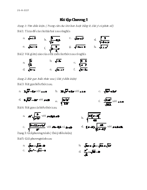 Bài tập Chương I môn Đại số 9