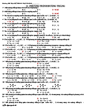Bài tập Chương III môn Hình học Lớp 10