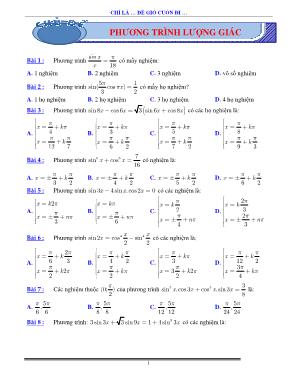 Bài tập Phương trình lượng giác Khối 11
