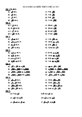 Bài tập So sánh các biểu thức chứa căn