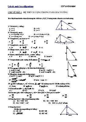 Bài tập trắc nghiệm Chương 1 môn Hình học Lớp