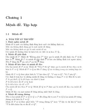 Bài tập trắc nghiệm Đại số Lớp 10 - Chương 1: Mệnh đề tập hợp - Cao Thành Thái