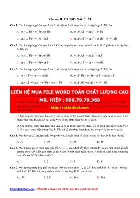 Bài tập trắc nghiệm Đại số và giải tích 11 - Chương II: Tổ hợp - Xác suất