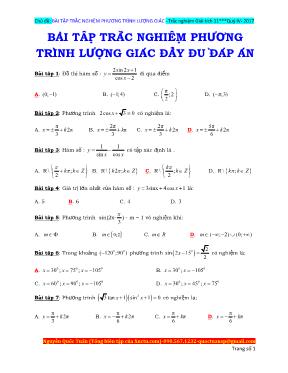 Bài tập trắc nghiệm Phương trình lượng giác - Nguyễn Quốc Tuấn