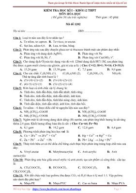 Bộ đề thi học kỳ I môn Hóa học 12 (Có đáp án)