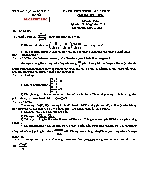Bộ đề thi tuyển sinh Lớp 10 THPT môn Toán các tỉnh - Năm học 2012-2013