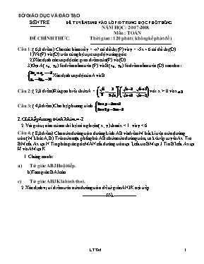 Bộ đề thi tuyển sinh Lớp 10 THPT môn Toán tỉn