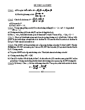 Bộ đề thi tuyển sinh Lớp 10 Trung học phổ thông môn Toán